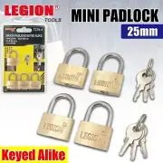 Brass Plated Mini Padlock Keyed Alike 25mm Steel Shackle 4PCS/PK