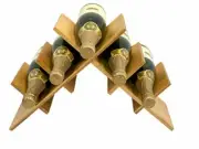 DECOMIL - 5 Bottle Cross Style Wine Rack | Wine Storage Rack | Solid Bamboo