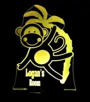 Monkey Magic Personalised Name 3d Led Night Light 7 Colour Changing Room Lamp