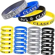 Angoily 24pcs Class of Graduation Wristbands Decorative Silicone Bracelets for All Ages Comfortable for Graduation Parties Commemorate Your Academic Journey