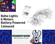 6m Multi Coloured 40 Crystal Ball Garland String Lights Battery operated