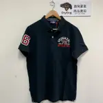 跩狗嚴選 極度乾燥 SUPERDRY POLO 衫 藍黑 上衣 短袖 有機棉 重磅網眼 印度製 76 貼布 刺繡 日蝕海軍深藍