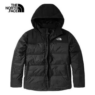 【The North Face 官方旗艦】北面男款黑色防潑水保暖連帽羽絨外套｜4U82JK3