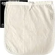 (1-Pack, Large 30cm x 30cm) Organic Cotton Cold Brew Coffee Bag - Designed in California - Reusable Coffee Filter with EasyOpen Drawstring Cold Brew Maker for Pitchers, Mason Jars, & Toddy Systems