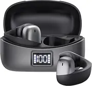 BNARQP Open Ear Headphones Bluetooth 5.3, Wireless Sports EarClip Headphones 42 Hours Playtime LED Display, Earphones Support Wireless Charging and Type C Charging, Without Getting Into, for Running
