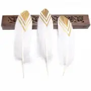 Goose Pointer Printed White Feather Art Craft - Metallic Gold Style 11 x 10 pcs