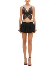PatBO Merian Knit Mini Bubble Skirt