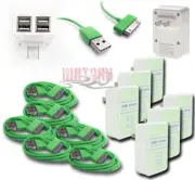 6X 4 USB PORT AC WALL ADAPTER+3FT CABLE POWER CHARGER GREEN FOR IPHONE IPOD IPAD