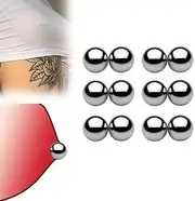 [SOLFEJ] Fake Nipple bar Magnetic Nipple Rings, Silver Non Piercing Magnetic Nipple Piercing, Fake Nipple Piercing Nipple Jewelry (6 Pairs)