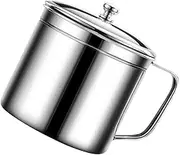 GLEAVI Oil Strainer Can Oil Pot Mesh Pot Cover Stainless Steel Easy to Separate Food Non-Slip Handle