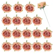 25Pcs Peonies Artificial Flowers, Fake Peony Flowers with Stems, Orange Pink