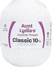 Aunt Lydia Crochet Cotton Jumbo Yarn Thread, 1 Pack, White