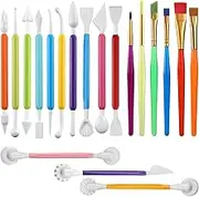 19 Pieces Fondant Modeling Tools Set，Cake Marshmallow Sculpting brush for DIY Cake Fondant and Gum paste Decorating Modeling
