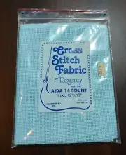 NOS Cross Stitch Fabric by Regency Light Blue Aida Fabric 14 Count USA