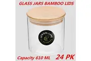 24 x Glass Jar Food Storage Bottles Sealed Cans Bamboo Lid Air Tight Container 610ml