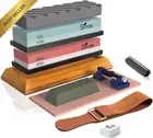 4 Grit Whetstone Knife Sharpener Set Kit Angle Guide Leather Strop