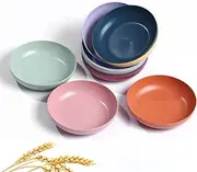 WANBY Lightweight Wheat Straw Cereal Plates Unbreakable Dinner Dishes Plates Set Dishwasher & Microwave Safe (Plates 10 Pack 5.6')