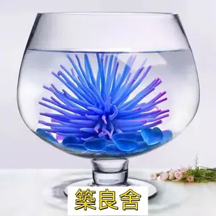 開立發票 魚缸 玻璃魚缸 辦公室魚缸 烏龜缸 水族用品小型魚缸加厚玻璃透明辦公室客廳桌面創意酒杯式高腳杯金魚烏龜缸