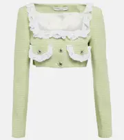 [Alessandra Rich] Alessandra Rich Cropped wool-blend jacket AU 6 green