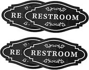 HYTROVE Bathroom Signs 4pcs Restroom Vinyl Stickers Black Anti-Slip Bathtub Decals Waterproof Modern Stylish Quick Install Long-Lasting