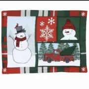 St. Nicholas Square Faux Applique Snowman / Truck Grid Placemat - New