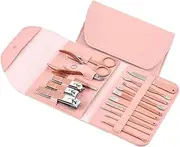 Fashionable 16-in-1 Nail Clippers Set Nail Cutters File Manicure Tools Eyebrow Scissors Tweezers for Hands Feet