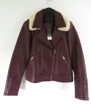 Dorothy Perkins - Faux Leather Biker Jacket - Plum - NWT £55 - Size 16
