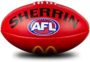 Sherrin AFL Replica Game Ball, Red, Size 5 - Premium Leather, Sporting Use