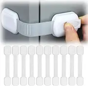 10 Pack Child Safety Cabinet Locks Baby Proofing Latches to Drawer Door Fridge Oven Toilet Seat Kitchen Cupboard Appliance Trash Can with 3M Adhesive
