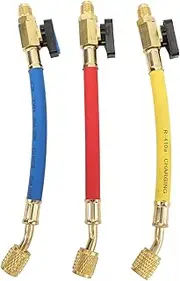 Nutriess Refrigeration Charging Hose Set with Ball Valve R134A R410A R22 R12 Color Coded for HVAC AC Maintenance and Manifold Gauge Kit