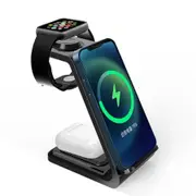 3 in 1 Wireless Charger Stand Charging Dock Station for iPhone Apple Watch AirPods Black