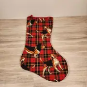 Handmade Unique Beagle Dog Christmas Stocking Red Black Plaid 17" NEW