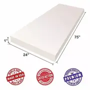 Upholstery Foam Cushion Sheet - 1"x24"x75" High Density Premium Support