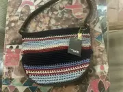 THE SAK Elliott Lucca Small Multi-Color Stripe Crochet Short Shoulder Handbag