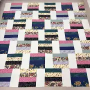 Handmade Scrappy Strips Cotton Patchwork quilt top/topper 86x86"