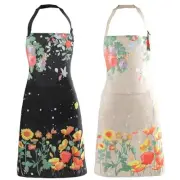 Apron for Women with Pockets, 2 Pcs Waterproof Floral Apron with Adjustable