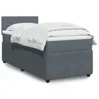 Box Spring Bed with Mattress Dark Grey King Single Velvet vidaXL