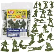Tim Mee Toy Plastic Army Men - 28pc OD Green WW2 Soldier Figures - Made in USA