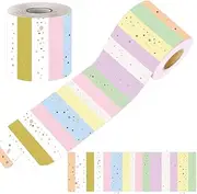 65ft Pastel Classroom Bulletin Board Border Polk Dot Stripes Straight Rolled Border Trim Boho Decorate Bulletin Boards for Walls Desks Windows Doors Lockers Schools Classrooms Home & Offices