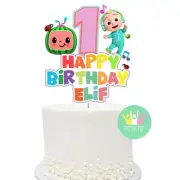 Cocomelon Birthday Cake Topper. PERSONALISED AGE Lolly Bag Party Bunting Balloon