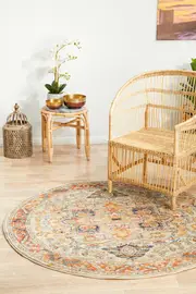 Abode Rug Culture Rust Multi Vintage Look Aztec Round Rug