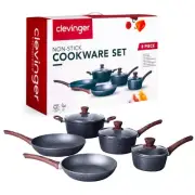 8PCS Non-Stick Frying Pan Cookware Set Frypan Saucepan Pot Cooking Clevinger
