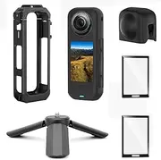 Protective Frame Accessories Kit Compatible with Insta360 X5 - Frame Case, Silicone Protective Case, Tempered Glass Screen Film, Mini Tripod