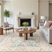 Floral Large Rugs for Living Room, Soft Light Rug Washable 9x12 9' x 12' Pink