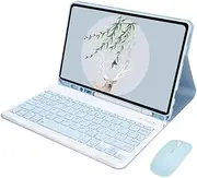 Case with Keyboard and Mouse for Samsung Galaxy Tab S10 FE 10.9 inch 2025 (SM-X520/X526B), BT Wireless Tablet Keyboard, Detachable, Rechargeable, PU Leather Case with Pen Holder, Stand (Sky Blue)