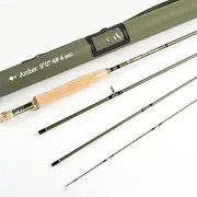 AnglerDream Fly Fishing Rod 4 Section 3/4 / 5 / 8WT Fast Action Dark Green Fly Rod Graphite IM 10 / 36T Carbon Fiber CNC Machined Golden Aluminum Reel Seat with Cordura Cloth Tube