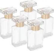 Ｗoowayo Refillable Perfume Bottle, 5Pack 17ml Transparent Glass Spray Bottles, Clear Empty Cologne Atomizer for Perfume Essential Oil, Portable Fragrance Dispenser Containers(Gold)