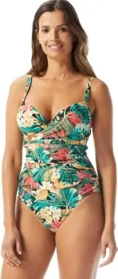 Coco Reef Enrapture Underwire One Piece Swimsuit Womens Sz 34D Bra Sized NEW