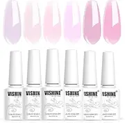 Vishine Gel Polish Set Jelly Pink Collection of 6 Transparent Natural Colors Sheer Pink Milky Mauve Purple French Manicure LED UV Gel Nail Polish Soak Off Curing Requires Home Salon 8ml