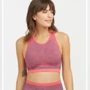 SPANX Seamless Sculpt Medium Impact Sport Bra Spacedye Coral Punch Size Small